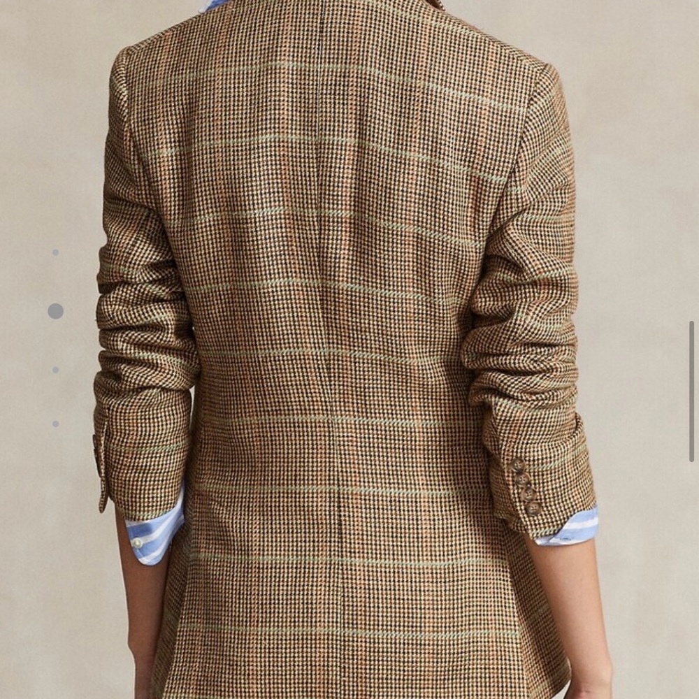Polo Ralph Lauren Plaid Linen-Silk Blazer Brown Multi Check 8 - Picture 5 of 9